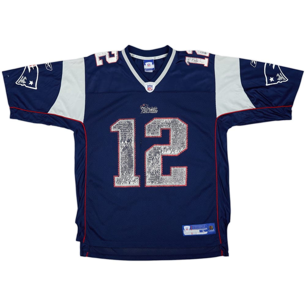 2005-06 New England Patriots Brady #12 Reebok On Field Home Jersey - 3/10 - (L)