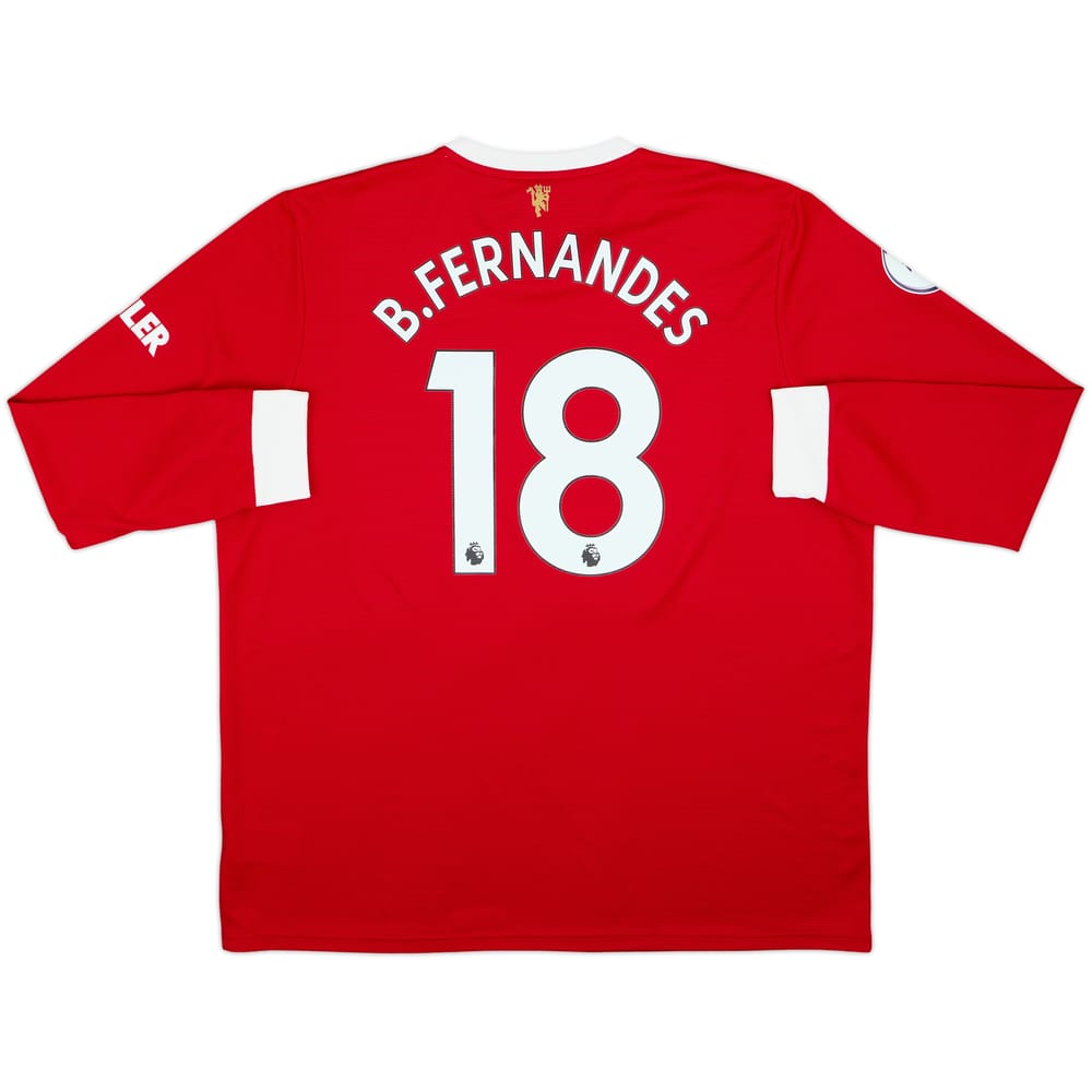 2021-22 Manchester United Home L/S Shirt B.Fernandes #18 - 10/10 - (XXL)