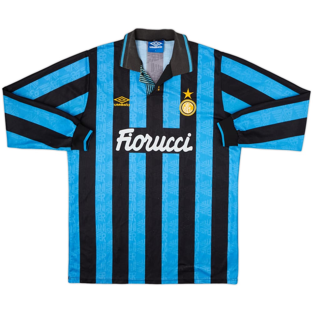 1992-94 Inter Milan Player Issue Home L/S Shirt - 5/10 - (L)