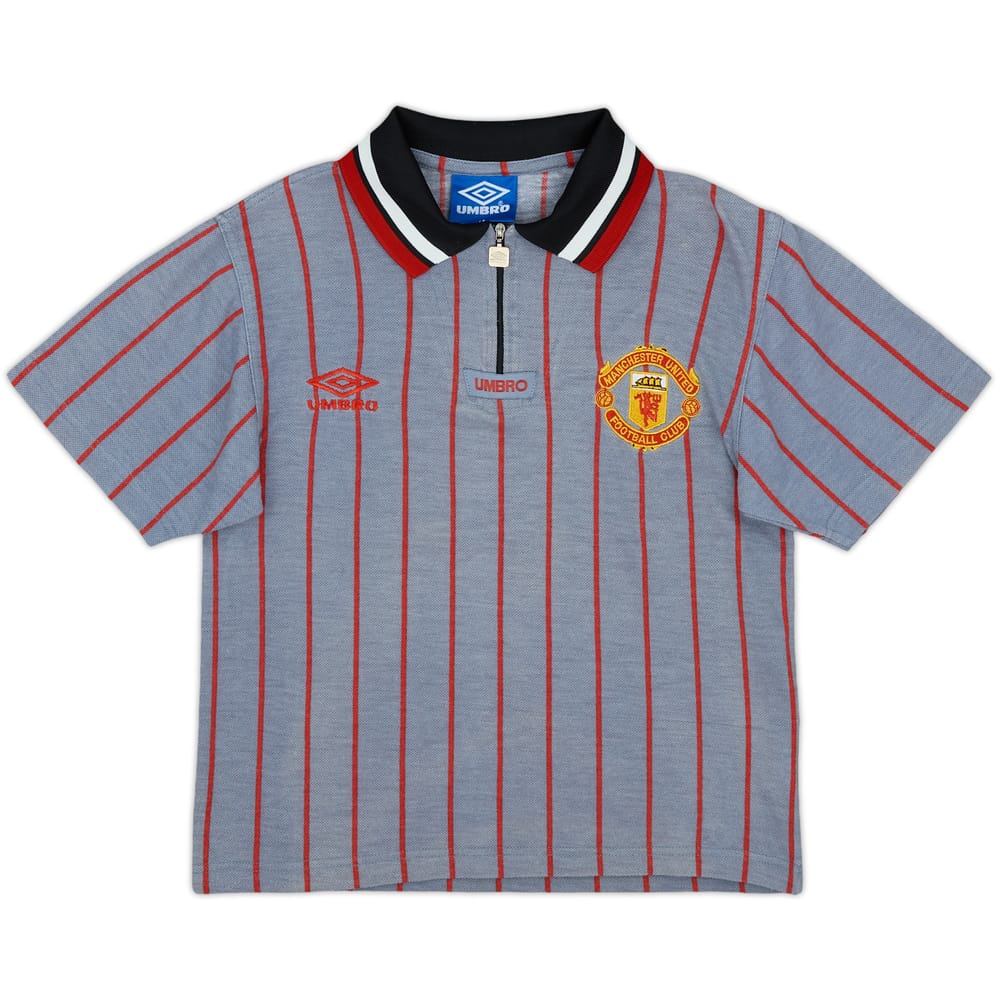2000-01 Manchester United Umbro 1/4 Zip Polo Shirt - 9/10 - (L.Boys)