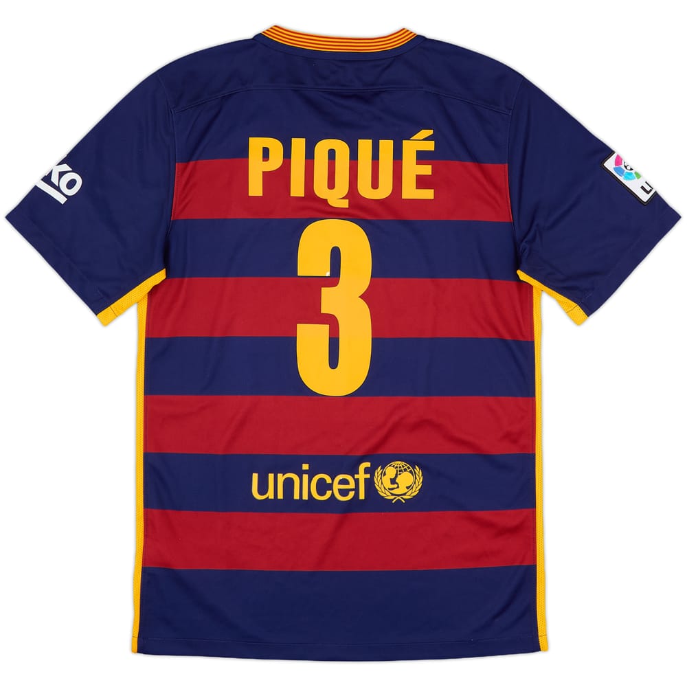 2015-16 Barcelona Home Shirt Pique #3 - 10/10 - (S)
