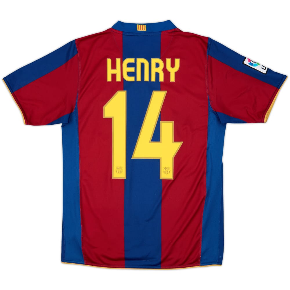 2007-08 Barcelona Home Shirt Henry #14 - 7/10 - (S)