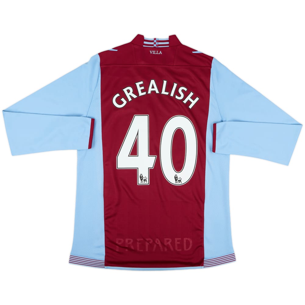 2013-14 Aston Villa Home L/S Shirt Grealish #40 - 7/10 - (S)