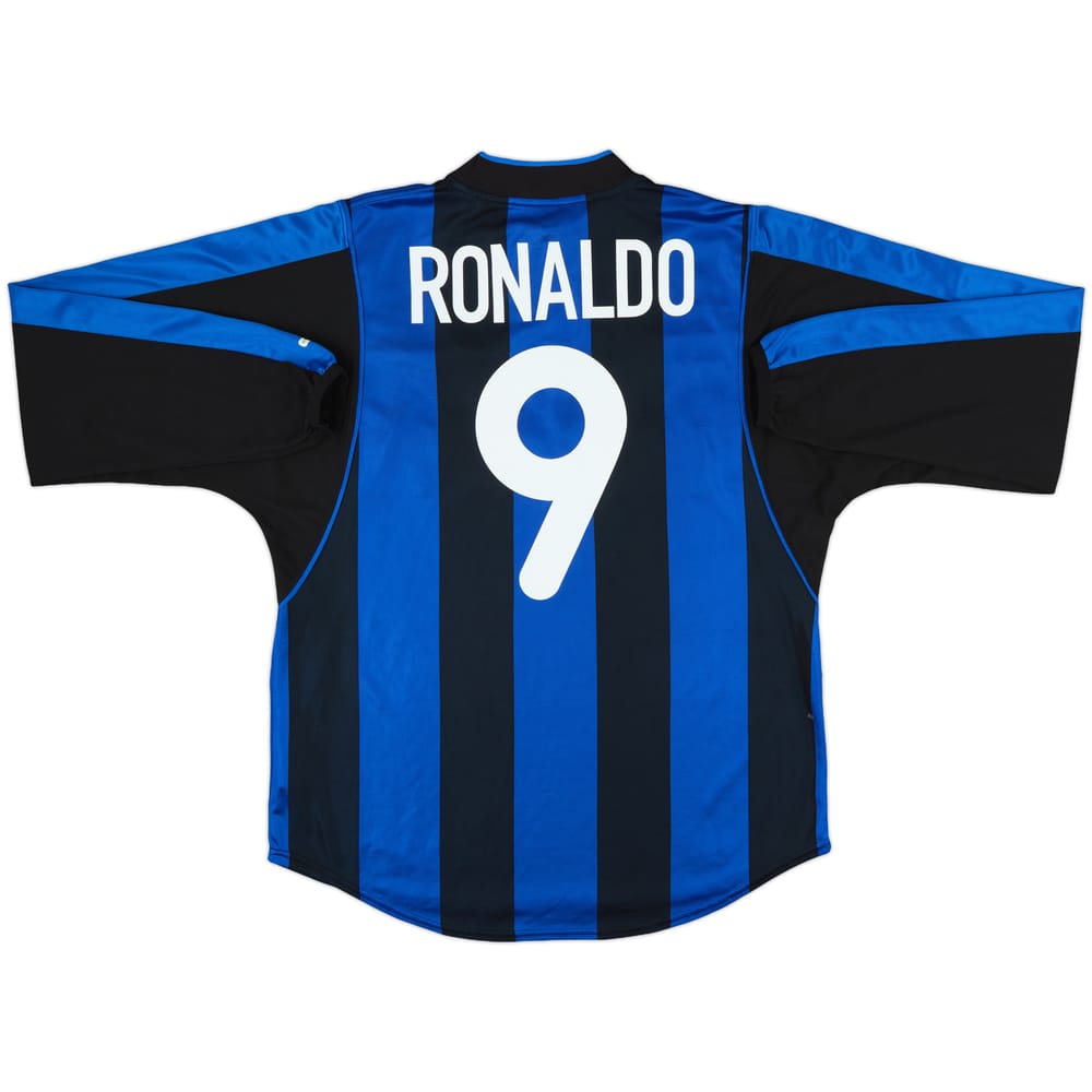 2000-01 Inter Milan Home L/S Shirt Ronaldo #9 - 9/10 - (M)