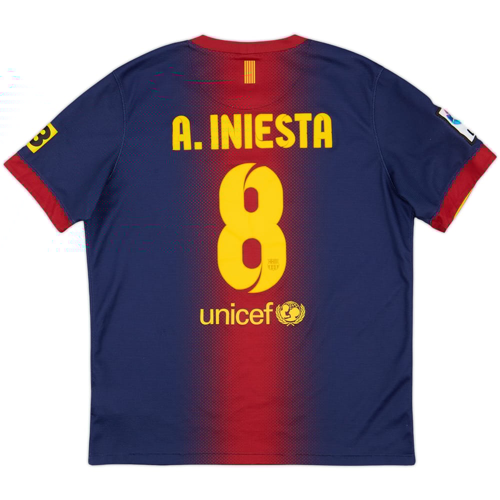 2012-13 Barcelona Home Shirt A. Iniesta # 8 - 6/10 - (XL.Boys)