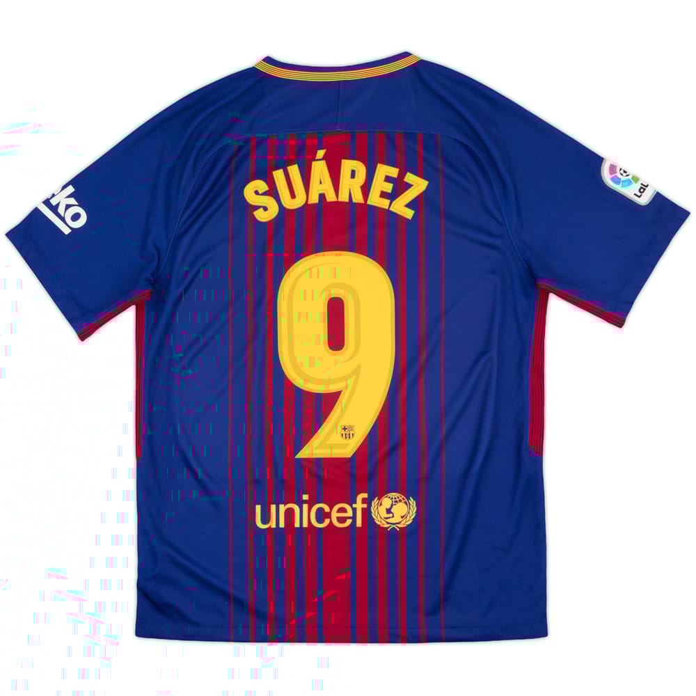 2017-18 Barcelona Home Shirt Suarez #9 - 8/10 - (M)