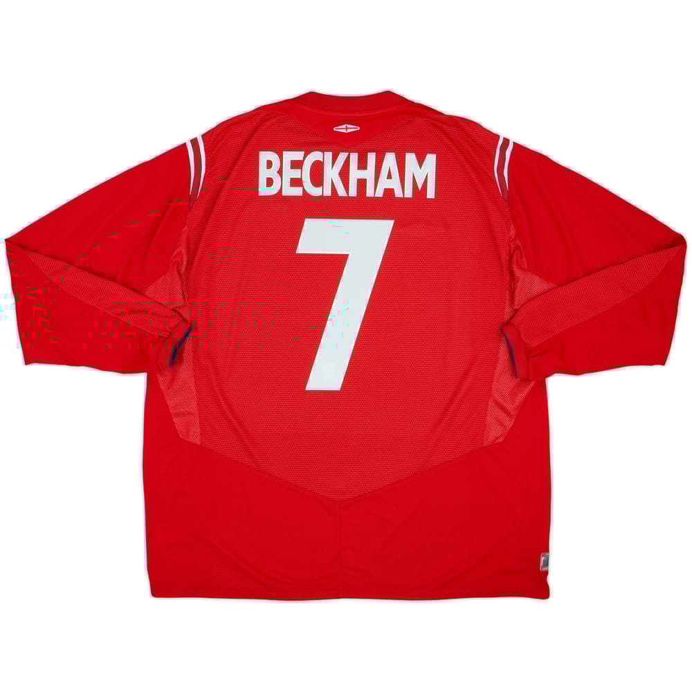2004-06 England Away L/S Shirt Beckham #7 - 9/10 - (XXL)