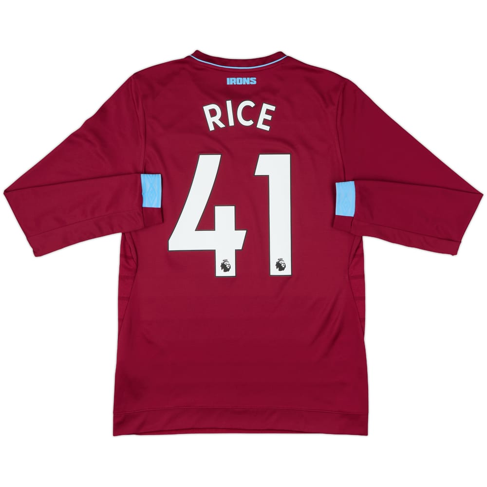 2018-19 West Ham Home L/S Shirt Rice #41 - 10/10 - (S)