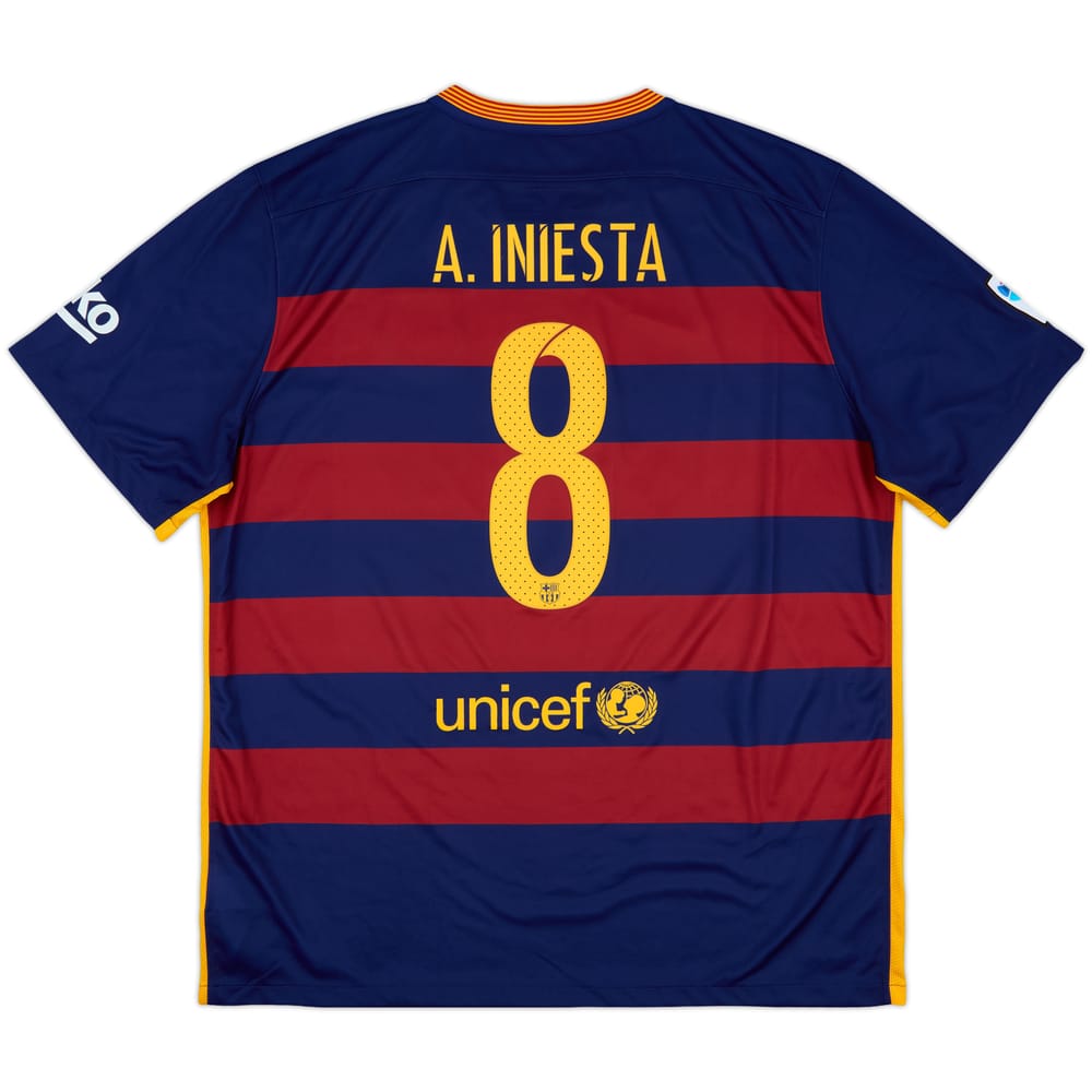 2015-16 Barcelona Home Shirt A.Iniesta #8 - 9/10 - (XXL)