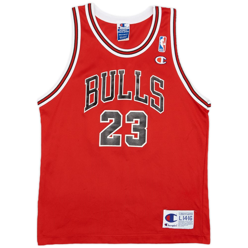 1995-98 Chicago Bulls Jordan #23 Champion Away Jersey - 8/10 - (L.Boys)