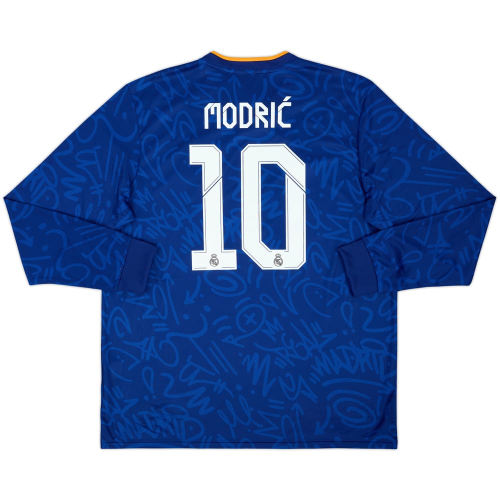 Camiseta de visitante de manga larga del Real Madrid 2021-22 Modric #10 (XL)