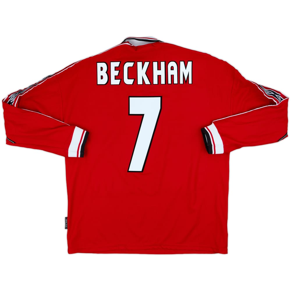 1998-00 Manchester United Home L/S Shirt Beckham #7 - 6/10 - (L)
