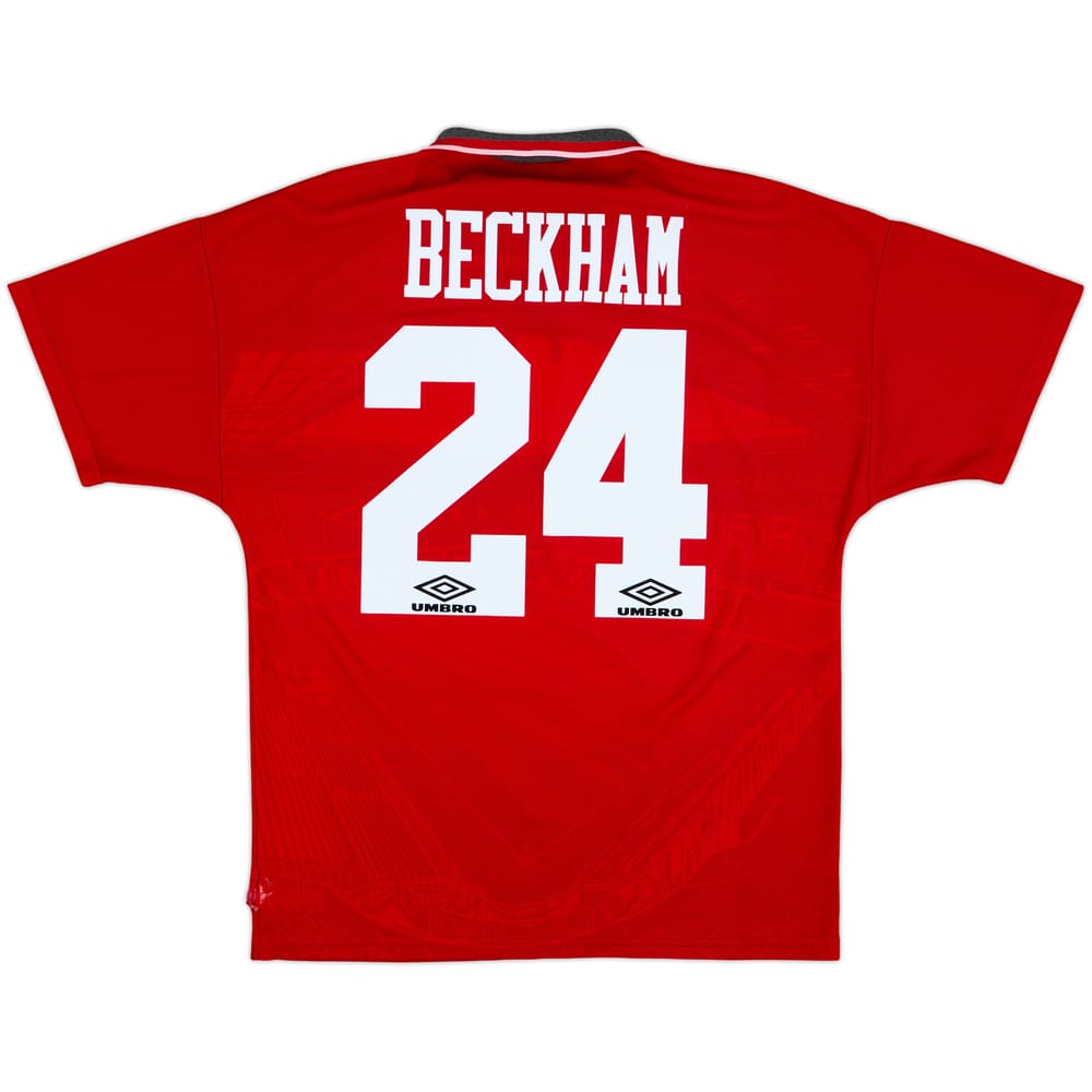 1994-96 Manchester United Home Shirt Beckham #24 - 7/10 - (L)