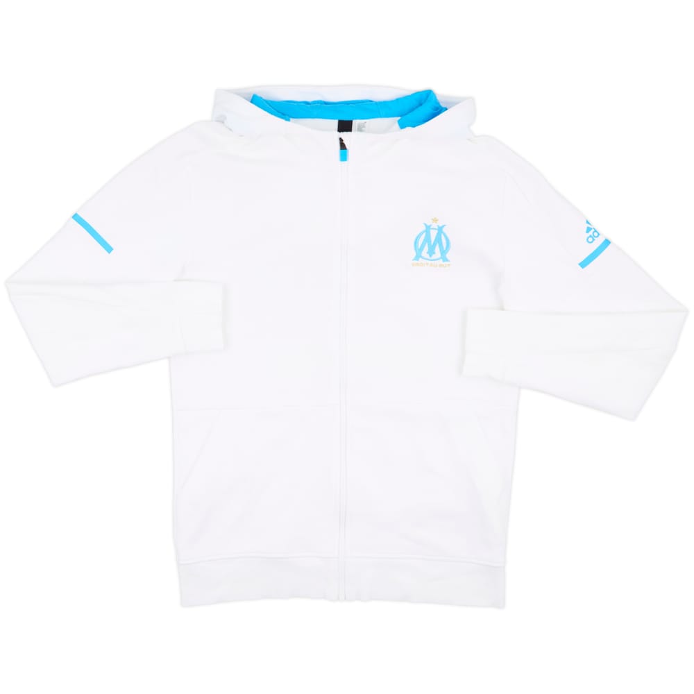 2017-18 Olympique Marseille adidas Zipped Hooded Sweat Top - 9/10 - (M)