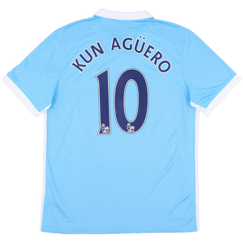 2015-16 Manchester City Home Shirt Kun Aguero #10 - 8/10 - (L)