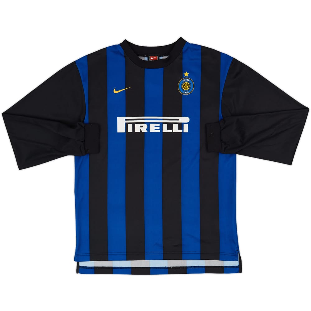 1999-00 Inter Milan Basic Home L/S Shirt - 7/10 - (XL.Boys)