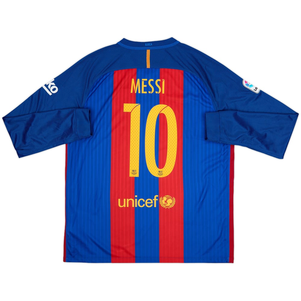 2016-17 Barcelona Home L/S Shirt Messi #10 - 10/10 - (XL)