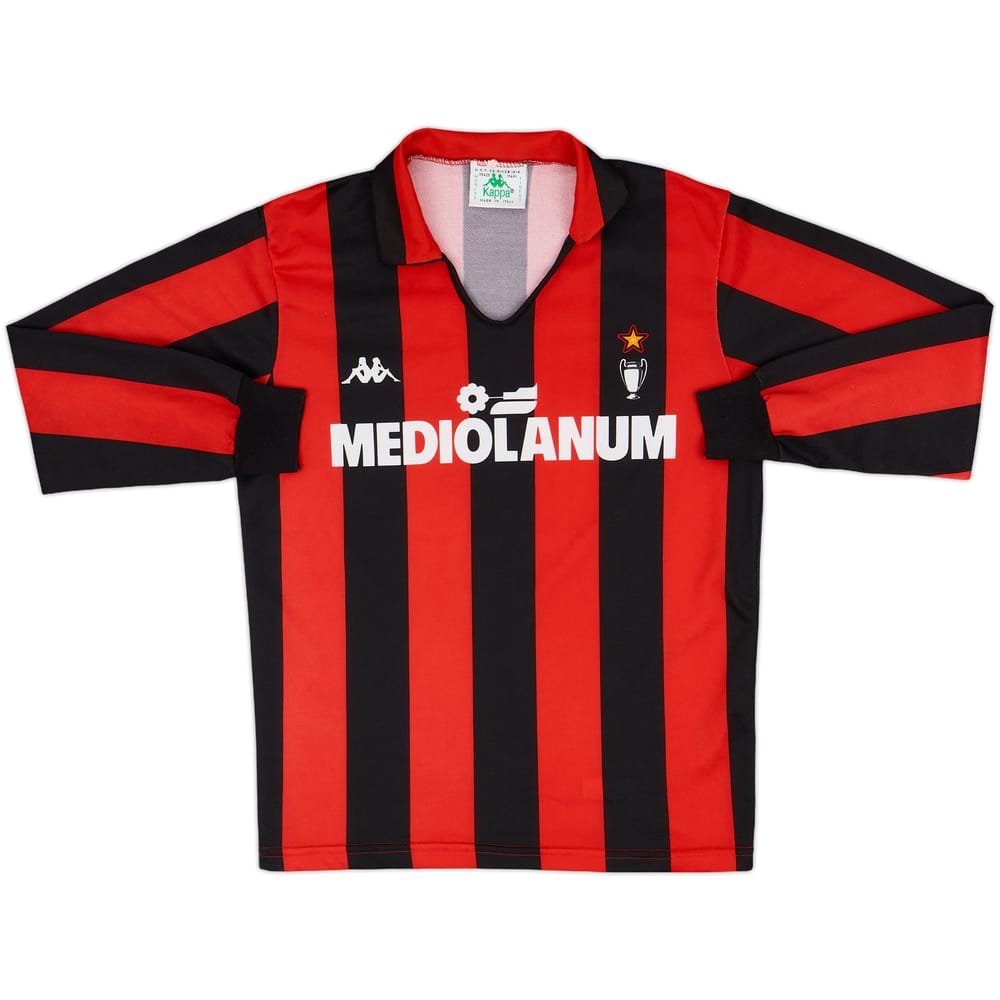 1989-90 AC Milan Basic Home L/S Shirt #10 - 7/10 - (L.Boys)