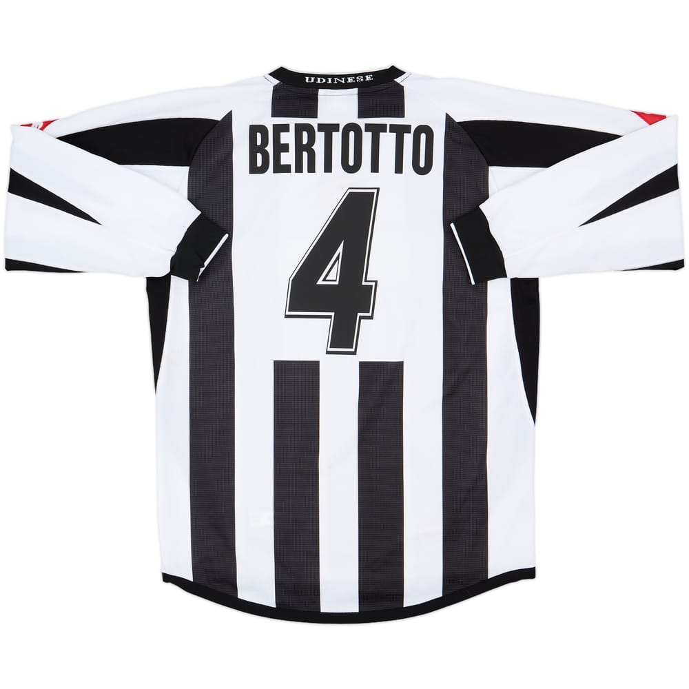 2003-04 Udinese Home L/S Shirt Bertotto #4 - 7/10 - (XL)