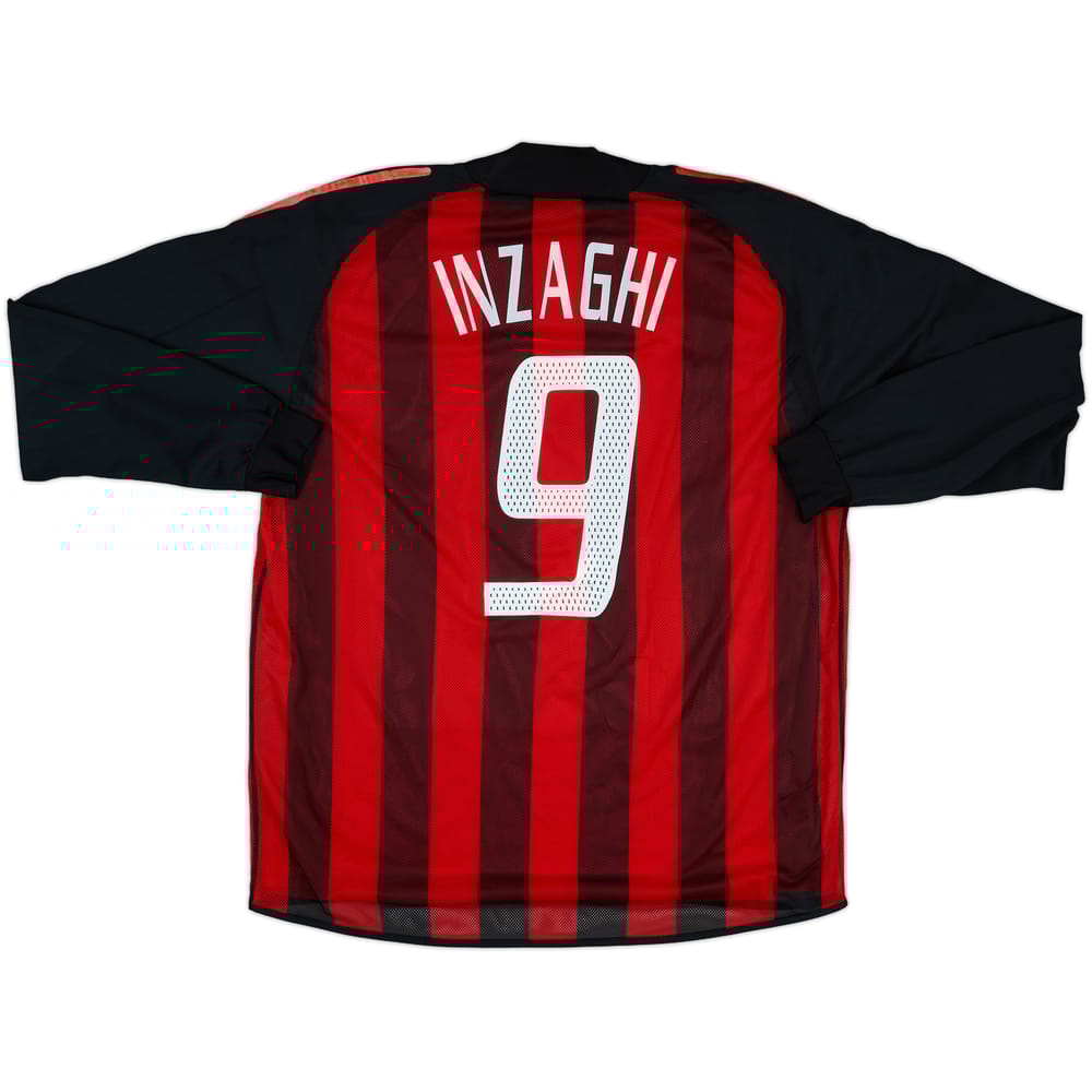 2002-03 AC Milan Player Issue Home L/S Shirt Inzaghi #9 - 5/10 - (XL)