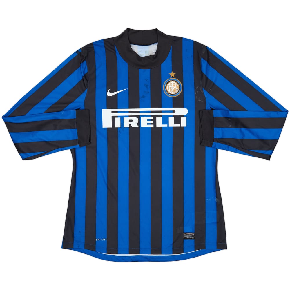 2011-12 Inter Milan Player Issue Home L/S Shirt - 4/10 - (XL)