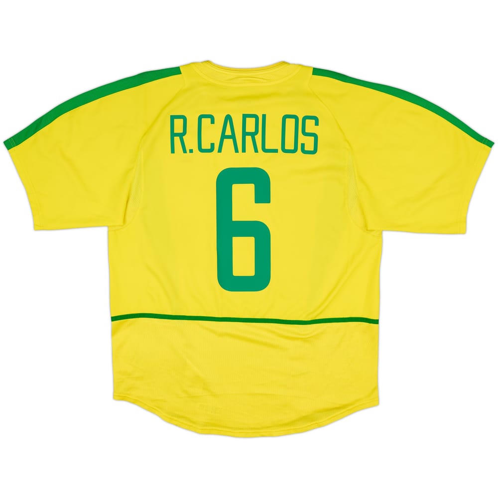 2002-04 Brazil Home Shirt R.Carlos #6 - 8/10 - (L)