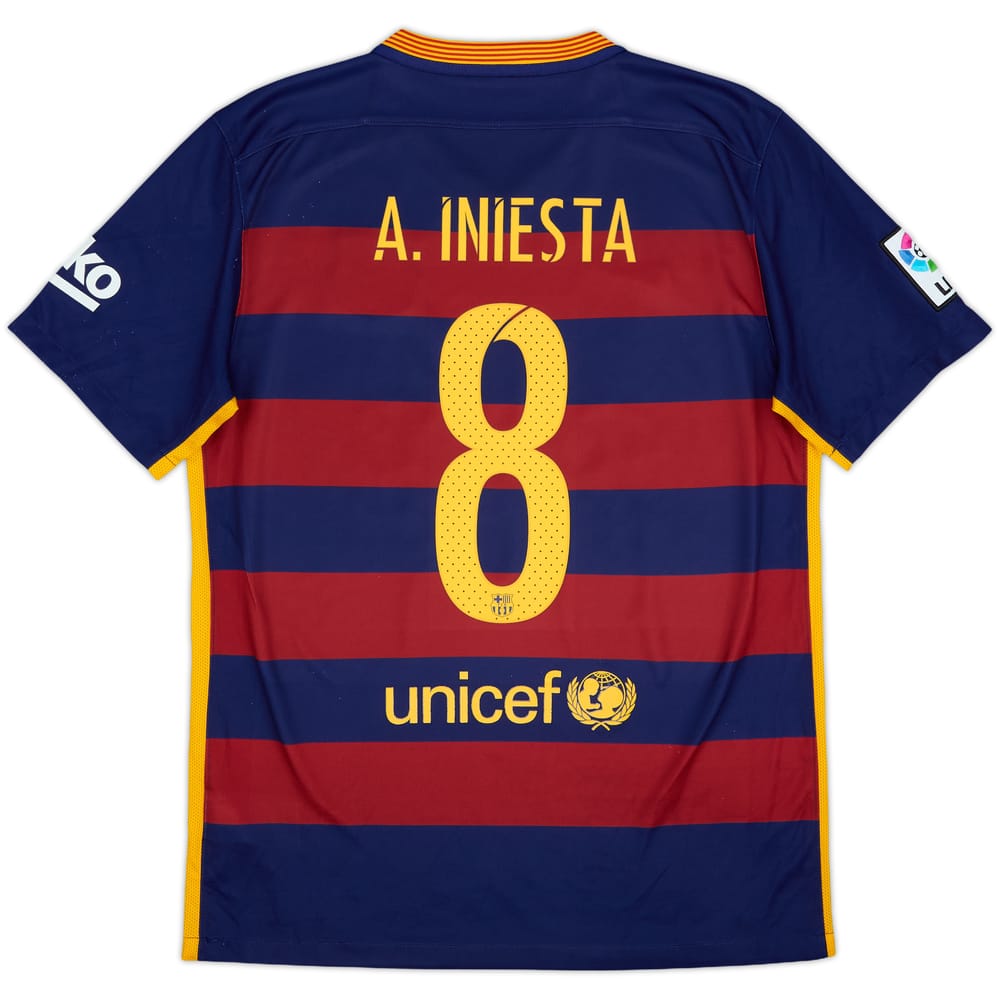 2015-16 Barcelona Home Shirt A.Iniesta #8 - 7/10 - (M)