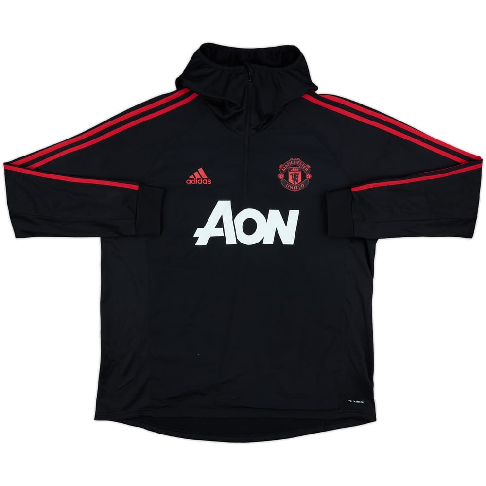 2018-19 Manchester United adidas 1/4 Zip Hooded Drill Top - 8/10 - (XL)