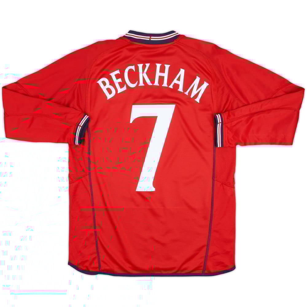 2002-04 England Away L/S Shirt Beckham #7 - 6/10 - (S)