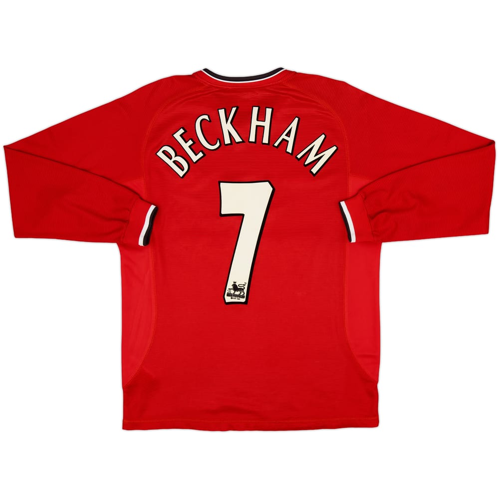 2000-02 Manchester United Home L/S Shirt Beckham #7 - 8/10 - (M)