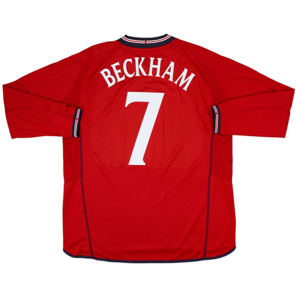 2002-04 England Away L/S Shirt Beckham #7 - 6/10 - (XXL)
