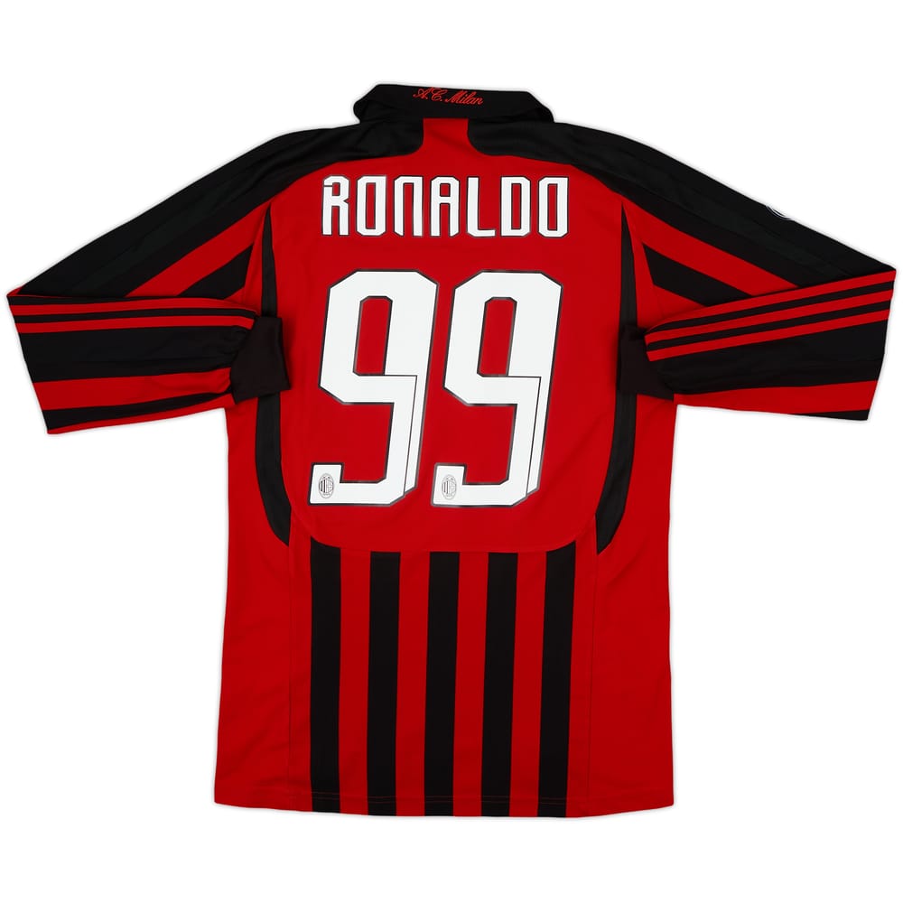 2007-08 AC Milan Home L/S Shirt Ronaldo #99 - 6/10 - (M)