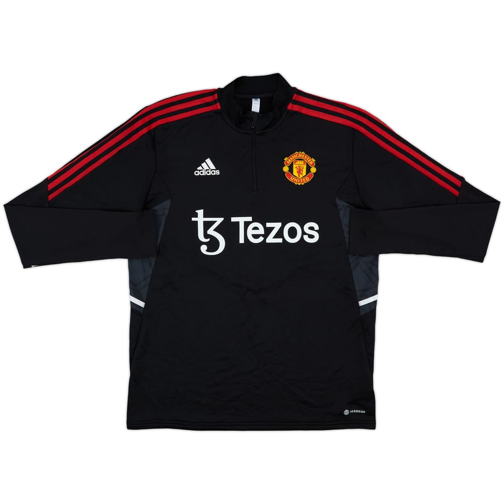 2021-22 Manchester United adidas 1/4 Zip Drill Top - 9/10 - (L)
