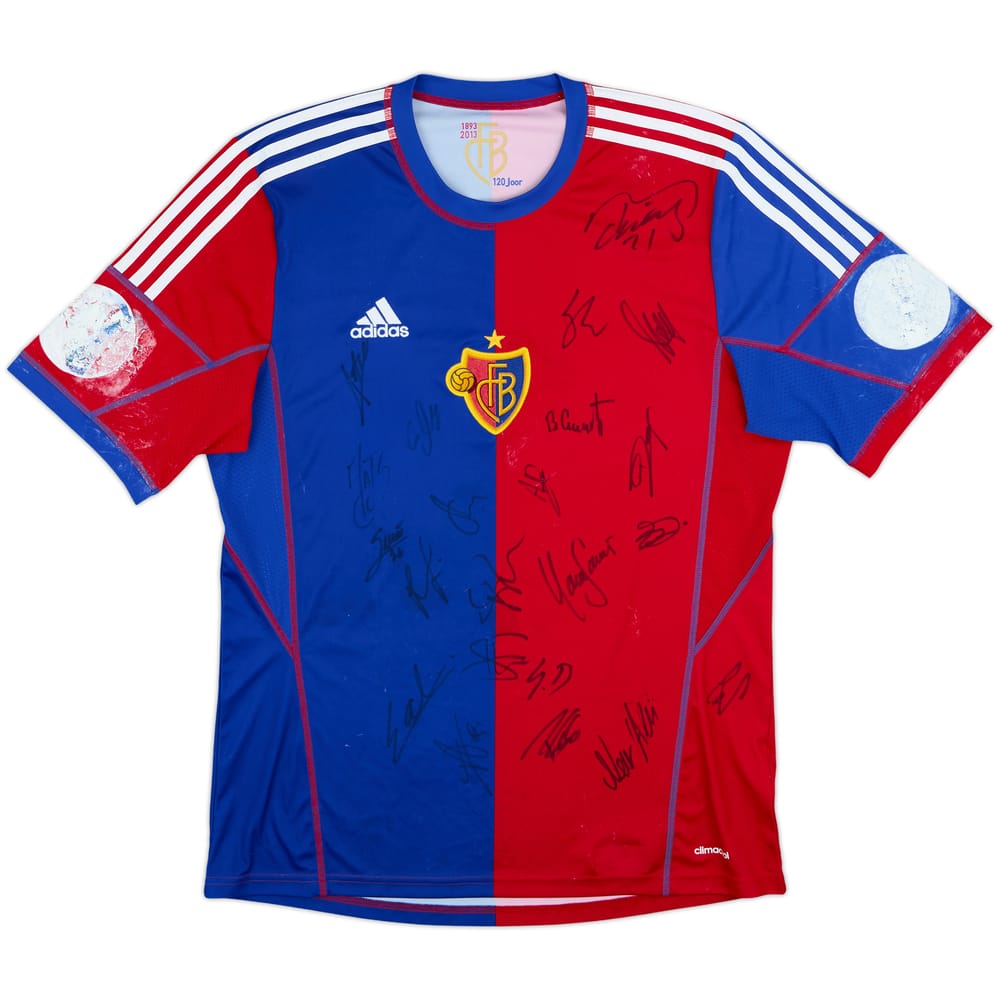 2013-14 FC Basel Squad Signed Home Shirt - 4/10 - (L)