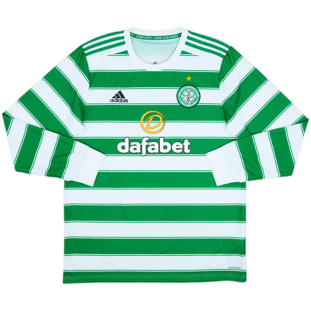 2021-22 Celtic Home L/S Shirt - 5/10 - (L)