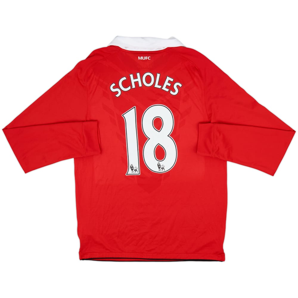 2010-11 Manchester United Home L/S Shirt Scholes #18 - 7/10 - (M)