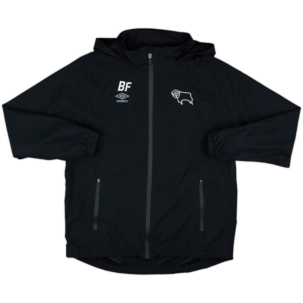 2018-19 Derby County Staff Issue Umbro Hooded Rain Jacket BF - 10/10 - (M)