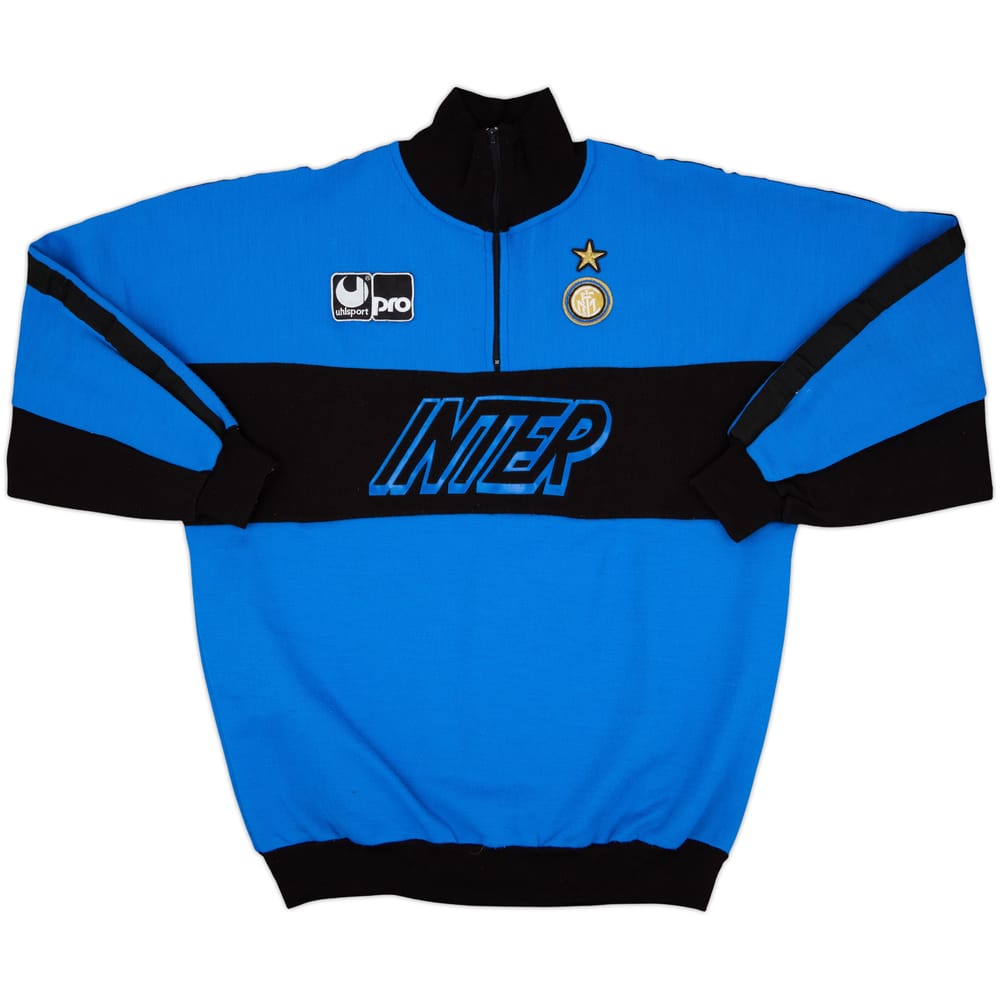 1990-91 Inter Milan Uhlsport 1/4 Zip Sweat Top - 8/10 - (XL)