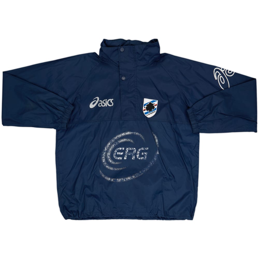 2002-03 Sampdoria Asics 1/4 Zip Hooded Rain Jacket - 5/10 - (M)