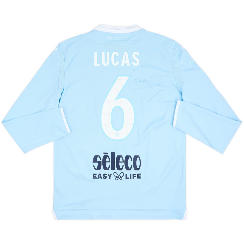 2017-18 Lazio Match Issue Signed Home L/S Shirt Lucas #6