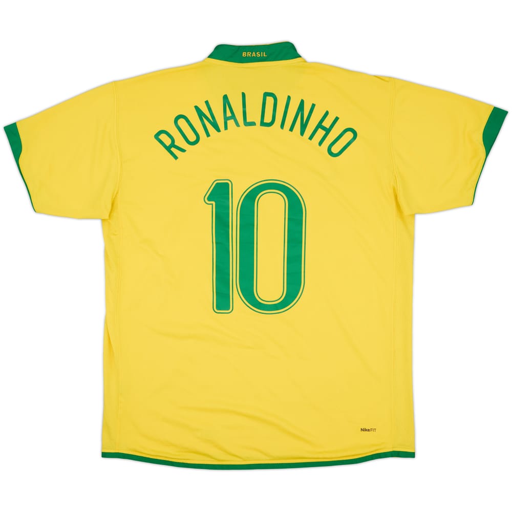 2006-08 Brazil Home Shirt Ronaldinho #10 - 8/10 - (XL)
