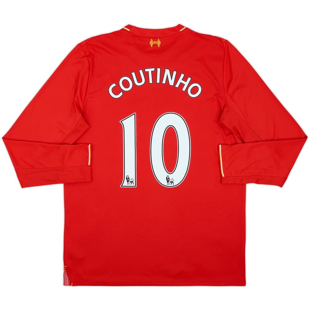 2015-16 Liverpool Home L/S Shirt Coutinho #10 - 6/10 - (L)