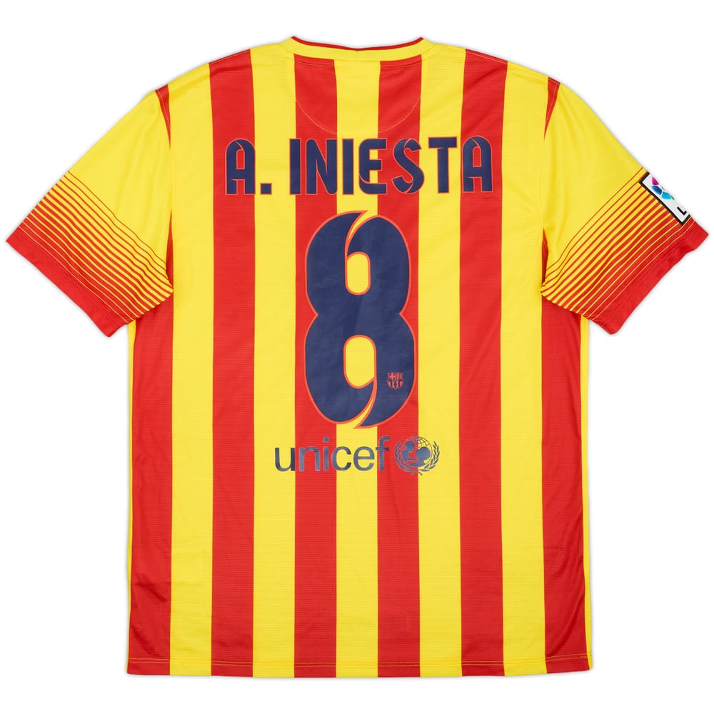 2013-15 Barcelona Away Shirt A.Iniesta #8 - 7/10 - (L)