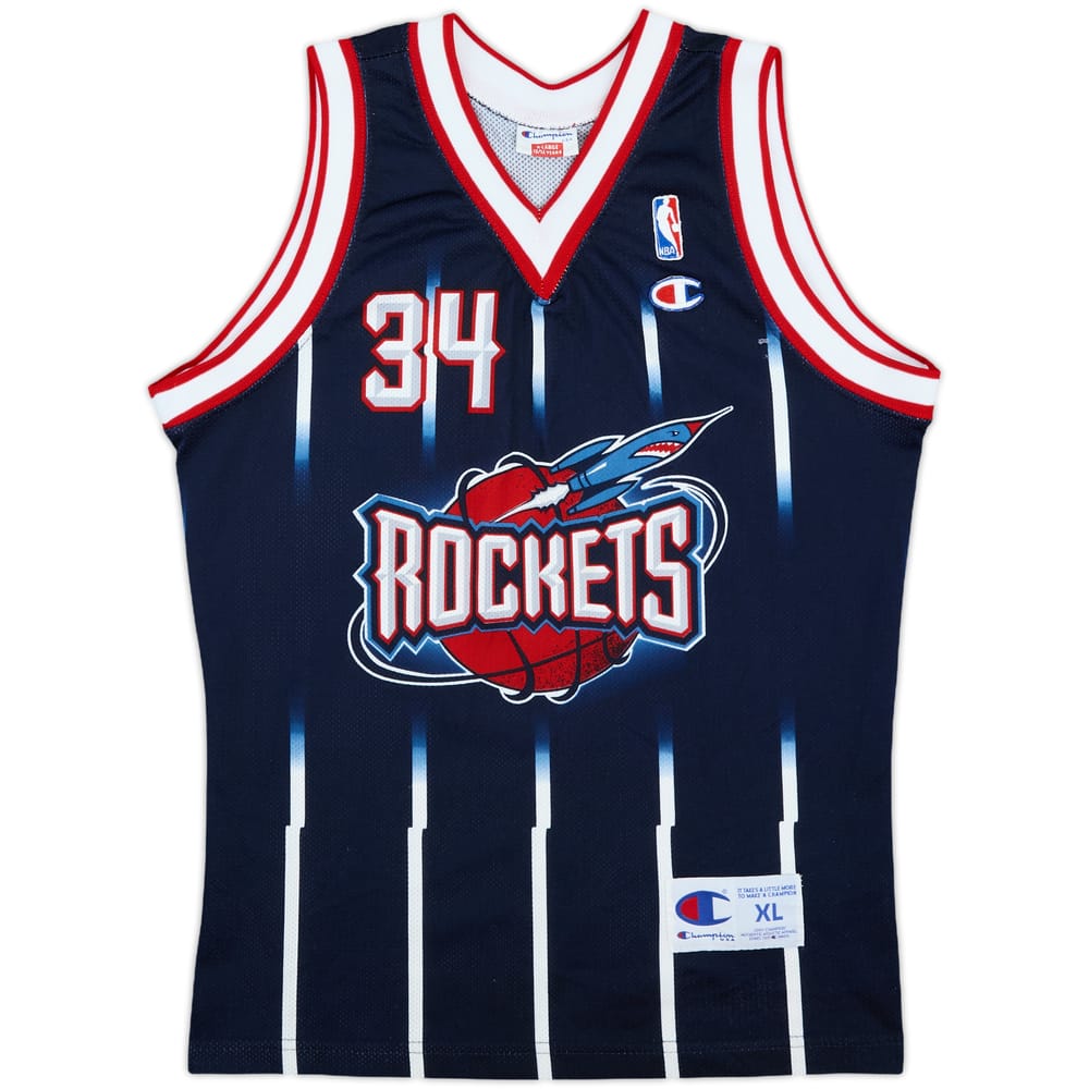 1995-01 Houston Rockets Olajuwon #34 Champion Away Jersey - 5/10 - (XL.Boys)