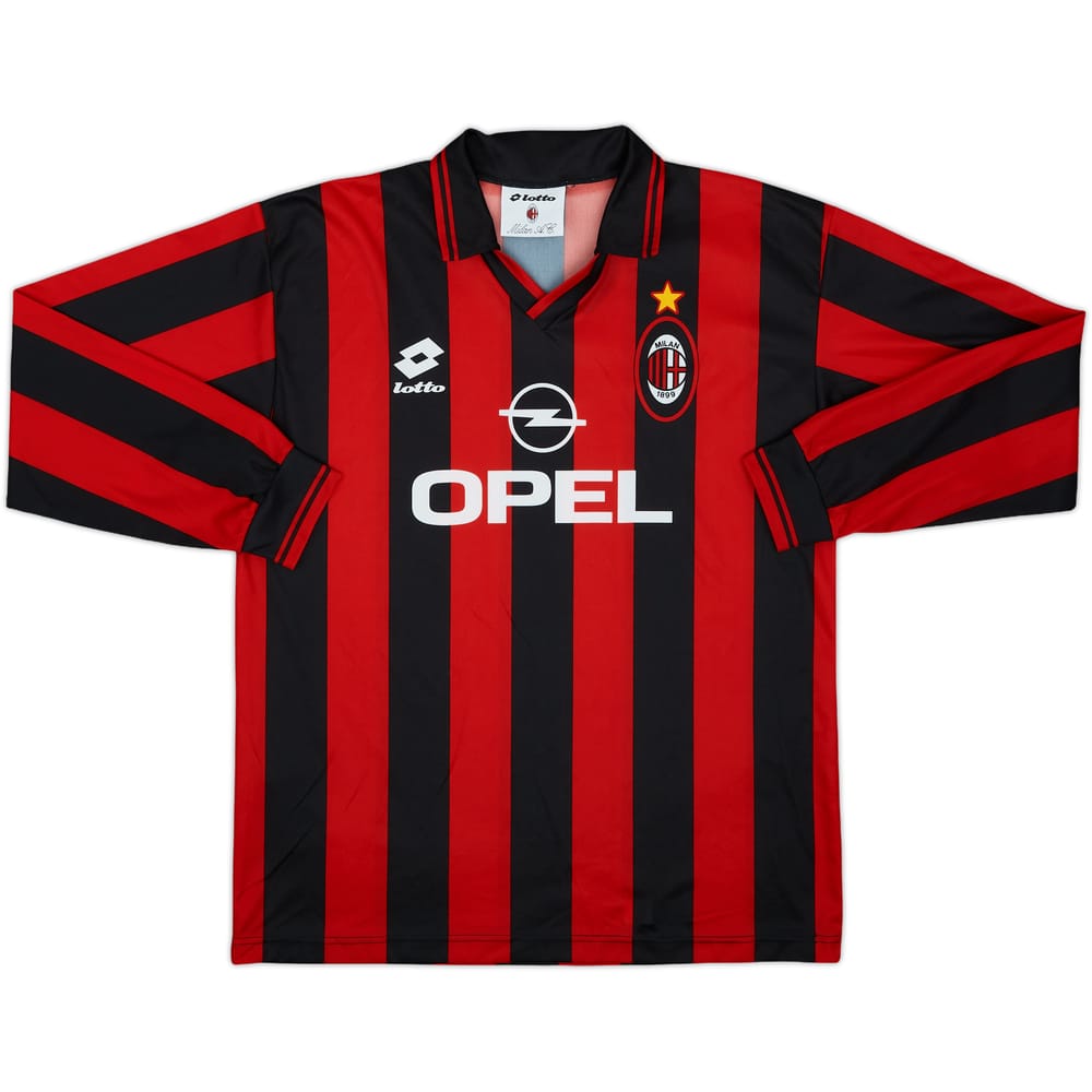1994-95 AC Milan Basic Home L/S Shirt - 8/10 - (XL.Boys)