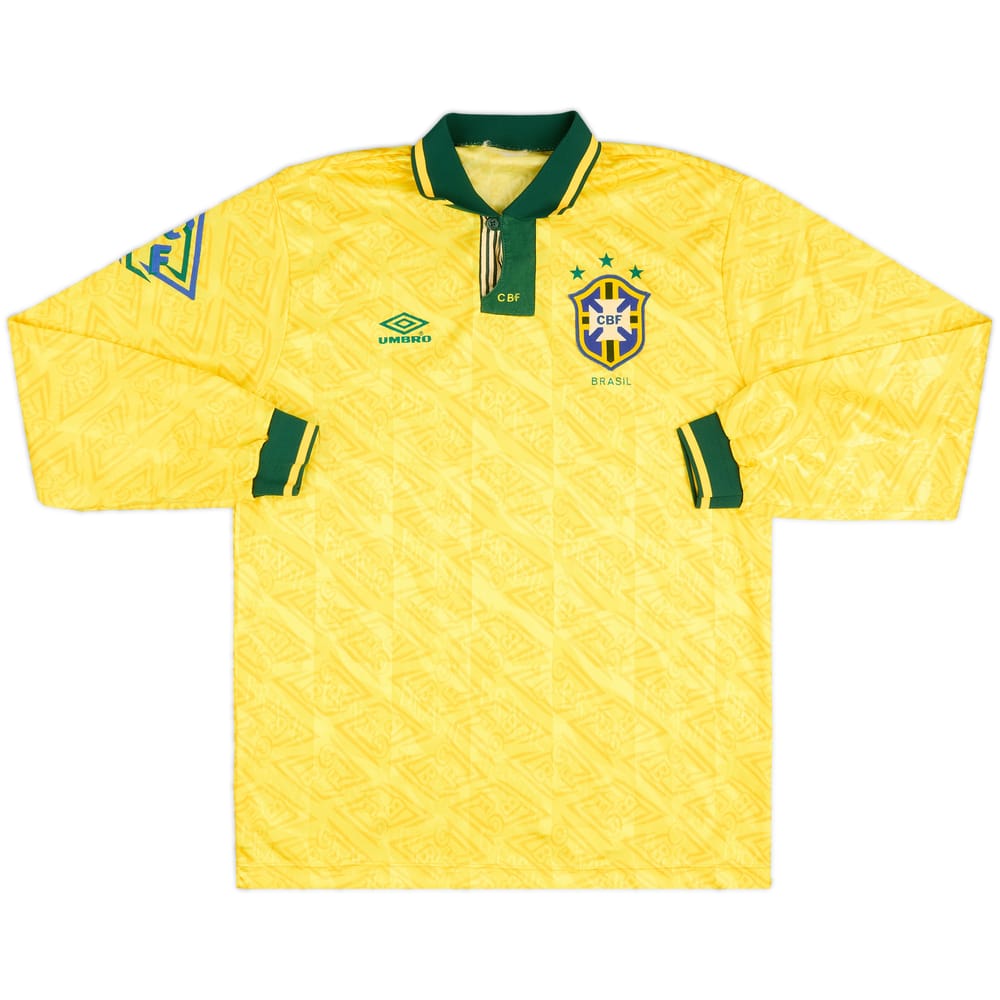 1991-93 Brazil Home L/S Shirt - 7/10 - (L)