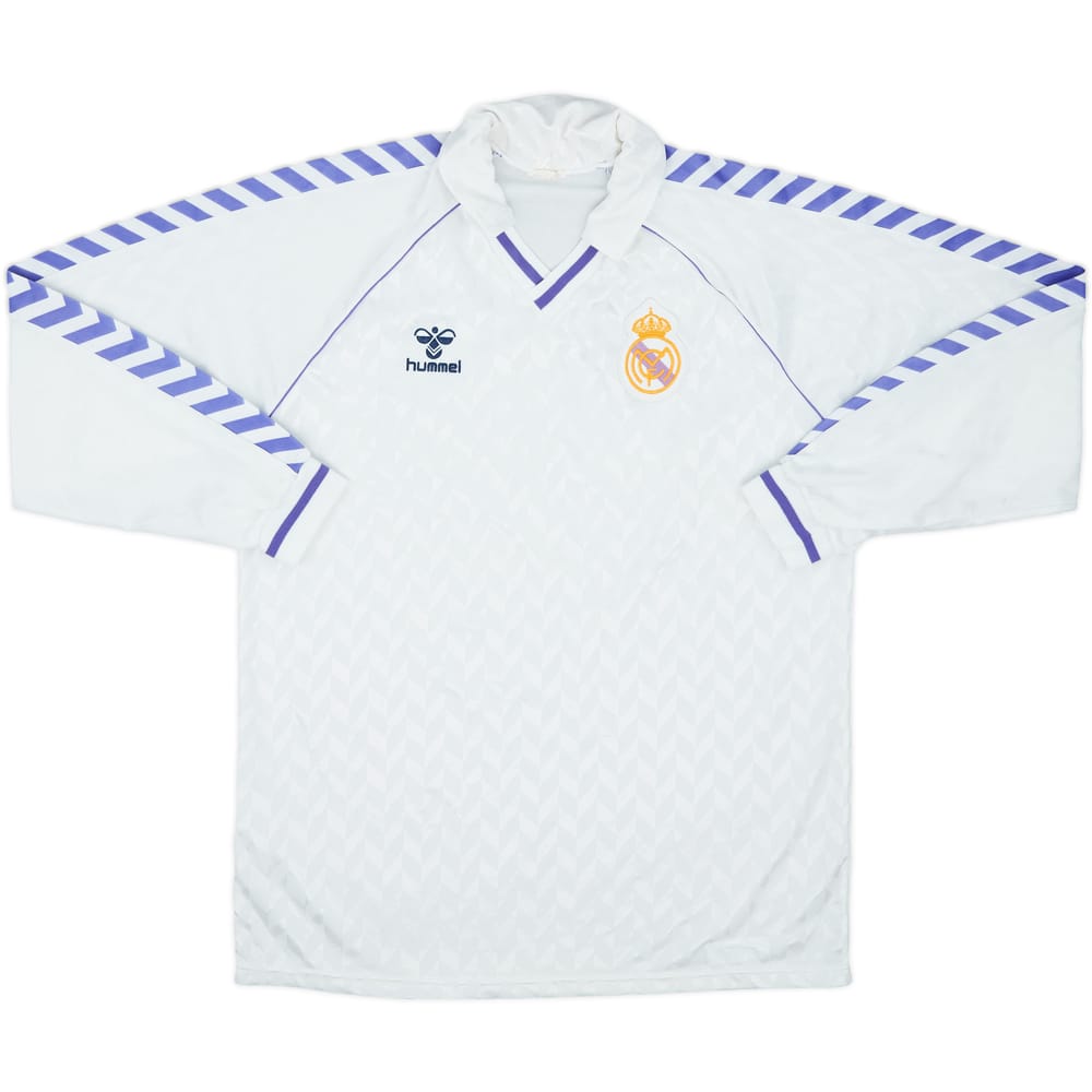 1986-88 Real Madrid Home L/S Shirt - 9/10 - (XL)