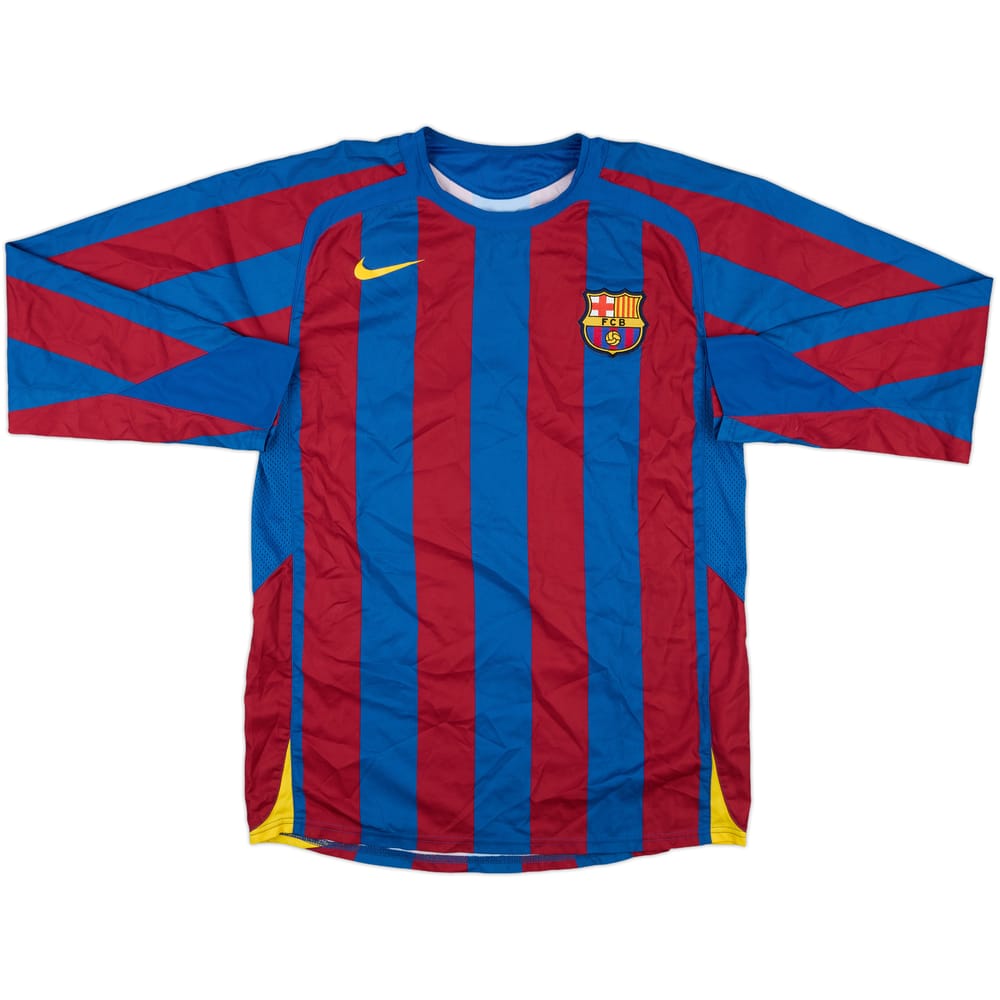 2005-06 Barcelona Match Issue Home L/S Shirt #3