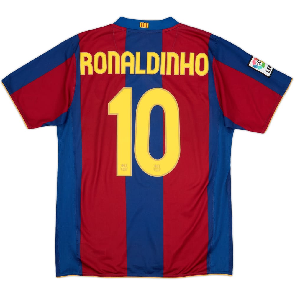 2007-08 Barcelona Home Shirt Ronaldinho #10 - 8/10 - (M)