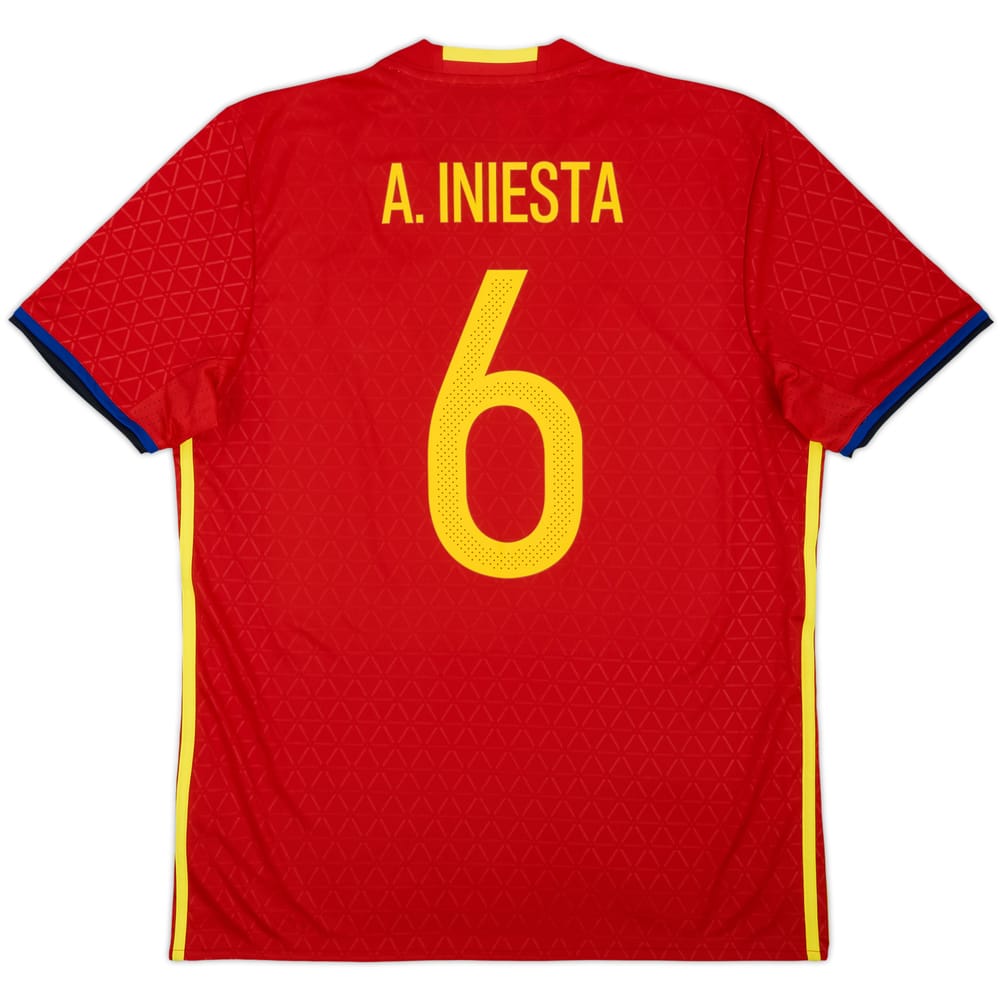2016-17 Spain Home Shirt A. Iniesta #6 (L)